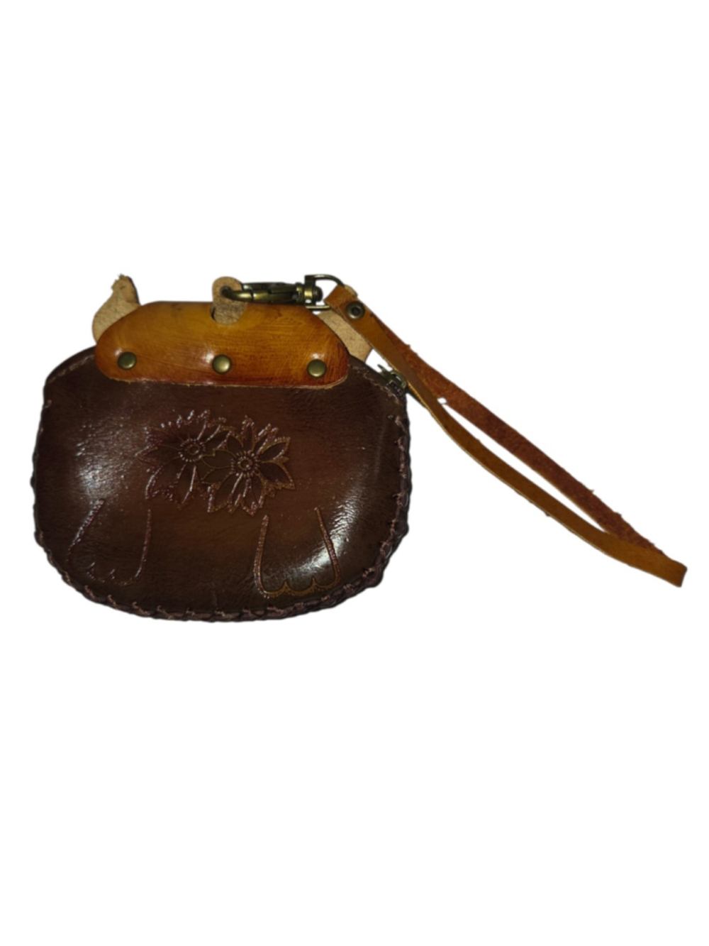 Women's Unbranded Fox Leather Wristlet Clutch Coin Purse One Size Brown Tan - Picture 2 of 8